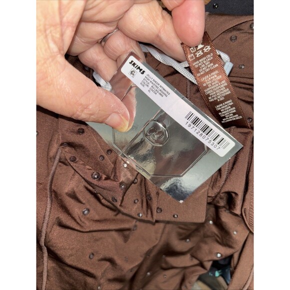 Skims x Swarovski Jelly Sheer Crystal High Waisted Leggings Cocoa XL NEW Stretch - Picture 9 of 9